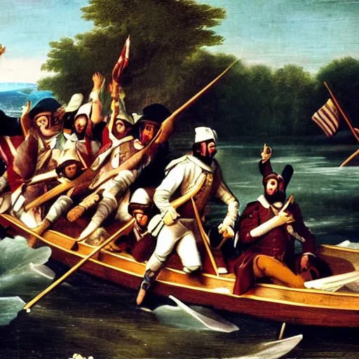 Prompt: Washington Crossing the Delaware as a back tattoo