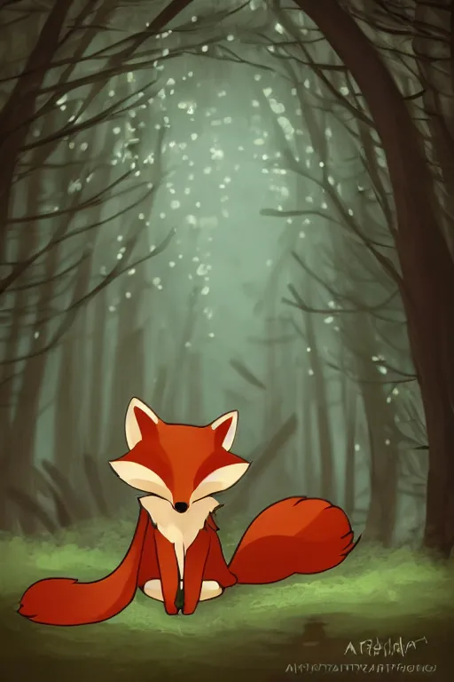 Image similar to a pretty medieval anthropomorphic fox with a fluffy tail in the forest, comic art, trending on furaffinity, cartoon, kawaii, backlighting, furry art!!!, radiant light, bokeh, trending on artstation, digital art