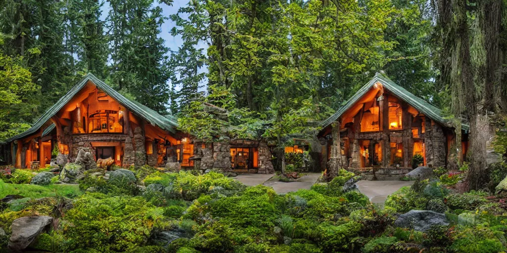 Image similar to residence in the style of rivendell, washington state