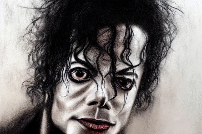 Prompt: michael jackson in the style of casey baugh,