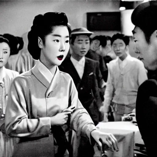 Image similar to 1950s Korean thriller film noir, Shin Sang-ok, 35mm film, Cooke Varotal 20-100 T3.1