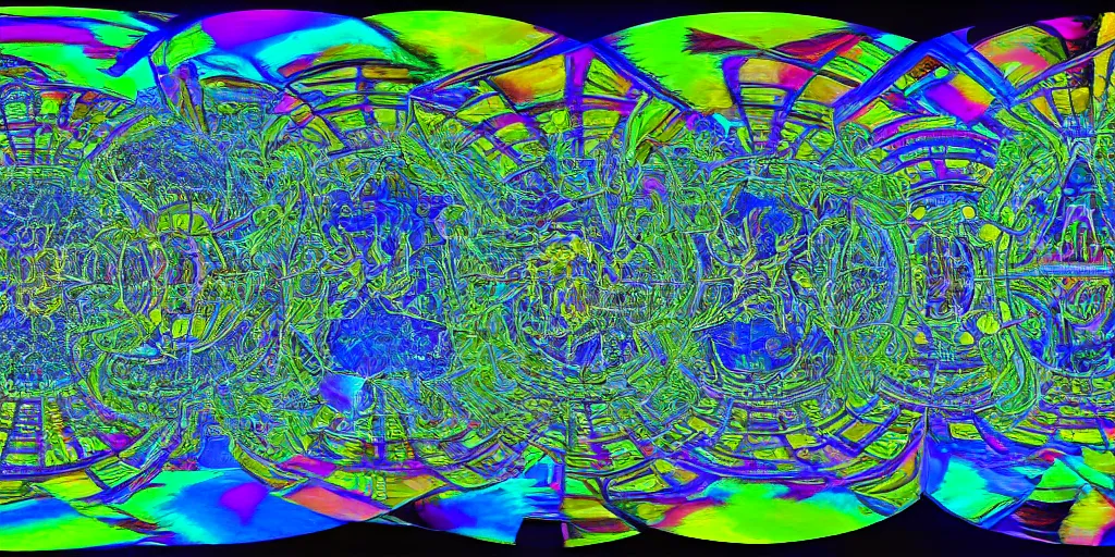 Prompt: equirectangular 3 6 0 render of psychedelic experience, intricate fractal detail, incredibly beautiful