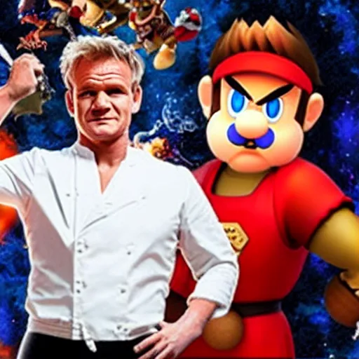 Prompt: Gordon Ramsey in super smash bros