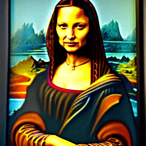 Image similar to an amazing award winning photo of angelina jolie as mona lisa