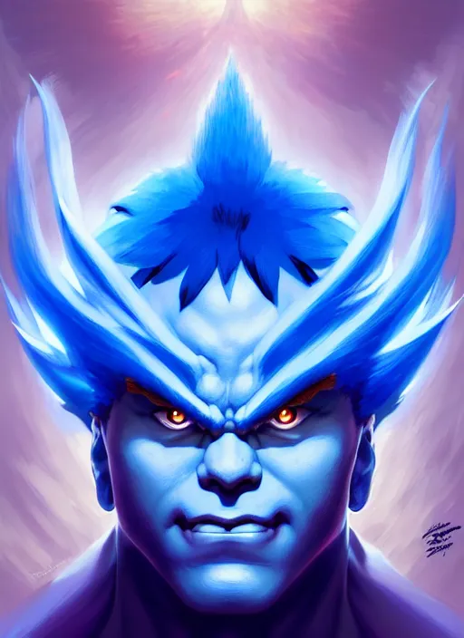 Prompt: symmetry!! portrait of blue akuma, street fighter, global illumination!! intricate, elegant, highly detailed, digital painting, artstation, concept art, smooth, sharp focus, illustration, art by artgerm and greg rutkowski and alphonse mucha