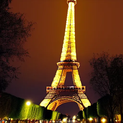 Prompt: romantic image of eiffel tower at night