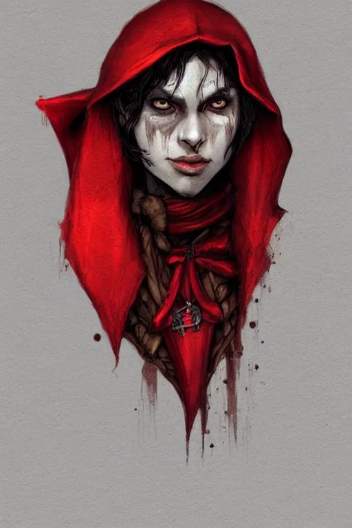 Image similar to thief red riding hood, d & d, fantasy, portrait, highly detailed, headshot, digital painting, trending on artstation, concept art, sharp focus, illustration, in travis charest style