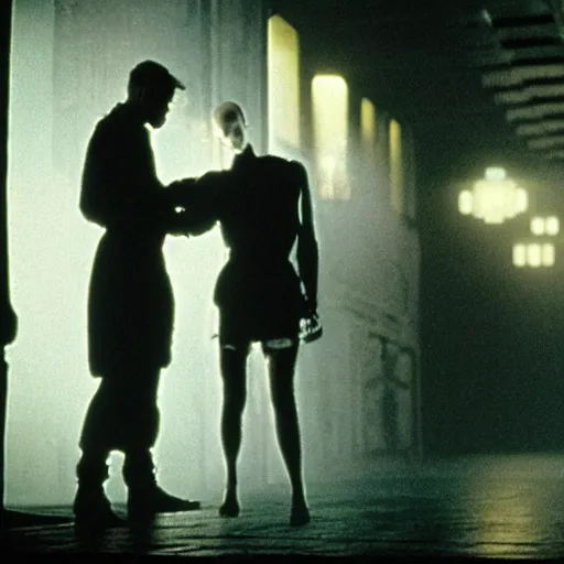 Image similar to the backrooms are empty,, still from the movie bladerunner