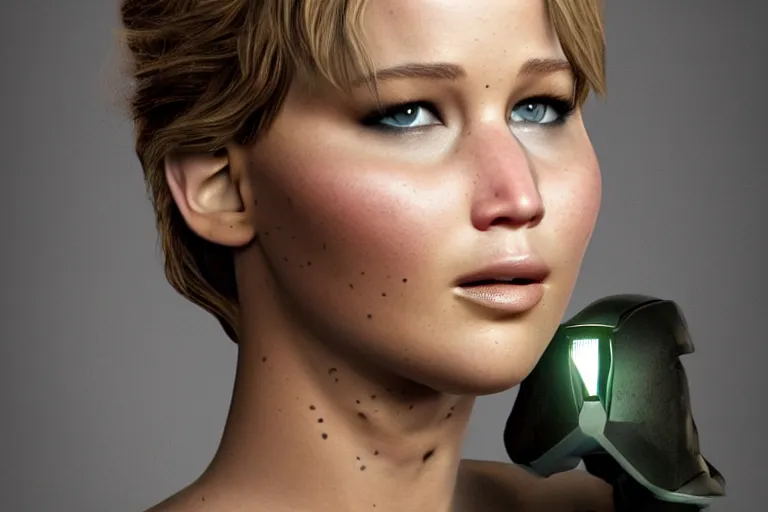 Image similar to jennifer lawrence as a halo convenant elite, photorealistic photography