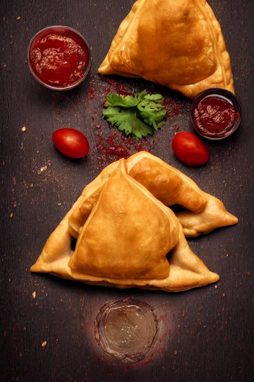 Image similar to 📷 j k simmons the samosa, made of food, head portrait, dynamic lighting, 4 k