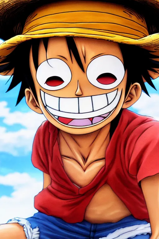 Prompt: a photorealistic portait of Luffy from One Piece, hyperrealistic, highly detailed, high quality, 8k, natural lighting, portait image, path tracing, anatomically correct, defined face