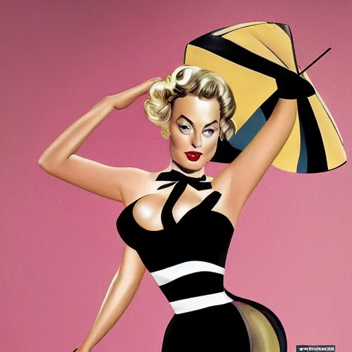 Image similar to Margot Robbie as a pinup girl