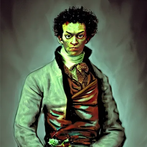 Image similar to alexander pushkin the zombie, realistic