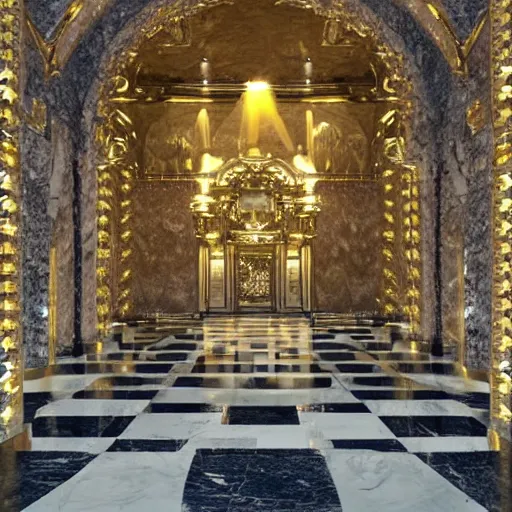 Image similar to the grand magical entrance, marble floors, art by kotaro chiba, volumetric lighting, epic composition