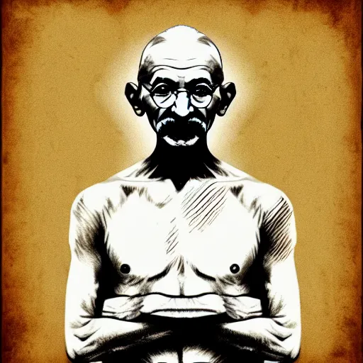 Prompt: portrait of mahatma gandhi portrayed by conor mcgregor. digital art trending on artstation