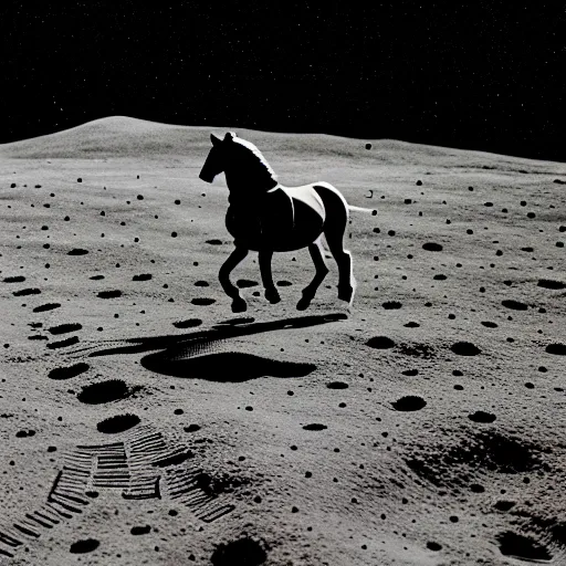 Image similar to A horse walking on the moon, photo