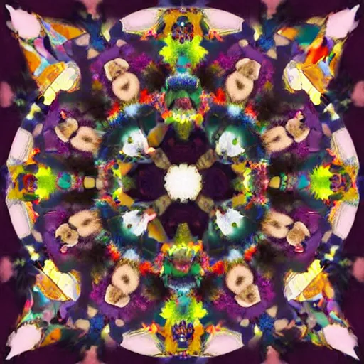 Prompt: a kaleidoscope of puppies