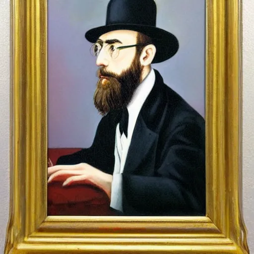 Prompt: Oil painting of Erik Satie