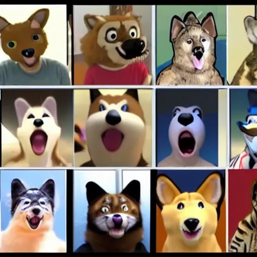 Prompt: furries in a zoom call