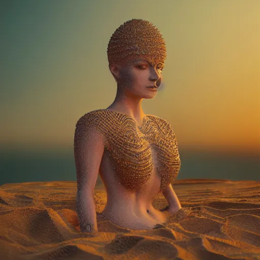 Image similar to queen of sand, 4 k, intricate, jaw dropping, gorgeous, surreal, octane render