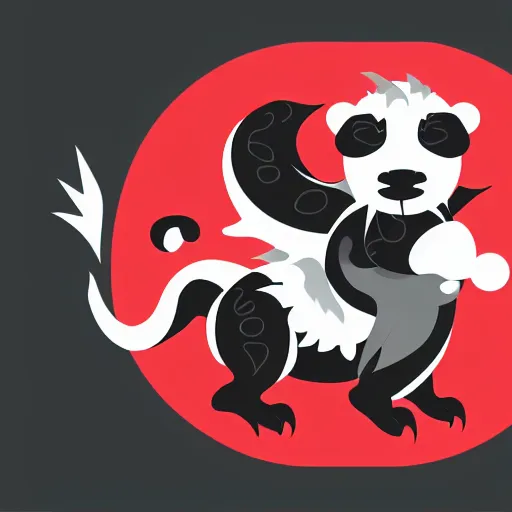 Image similar to vector art of welsh dragon and panda mixed, intercrossed, chimera, adobe illustrator