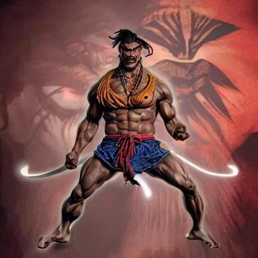 Image similar to jason momoa as dhalsim street fighter, ultra realistic, concept art, intricate details, highly detailed, photorealistic, octane render, 8 k, unreal engine, art by frank frazetta, simon bisley, brom