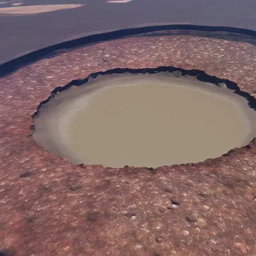 Prompt: a large nuclear crater in manhattan, realistic, taken on a ww 3 camera.