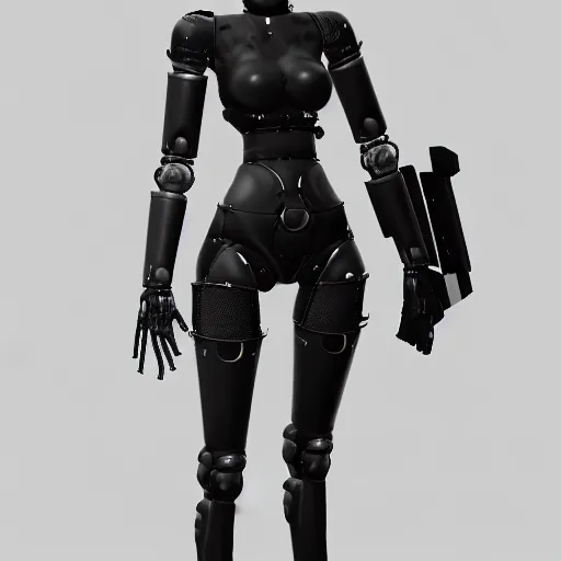 Prompt: professional engineering CAD exploded view of a realistic android bodyguard modeled after 2B nier automata, solidworks, catia, autodesk inventor, unreal engine, gynoid cad design inspired by Masamune Shirow and Boston Dynamics and Ross Tran and WLOP, product showcase, octane render 4k