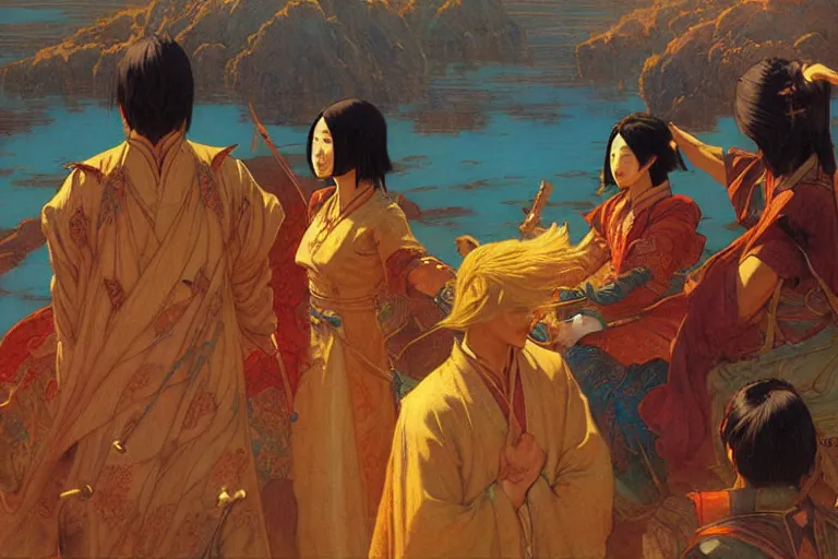 Image similar to tales of earthsea, tang dynasty, painting by gaston bussiere, craig mullins, j. c. leyendecker, tom of finland