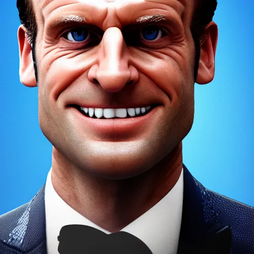Image similar to Ice cream Emmanuel Macron wearing katanad, realistic, photo studio, HDR, 8k, trending on artstation