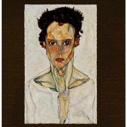 Image similar to portrait of an artificial intelligence by egon schiele in the style of greg rutkowski