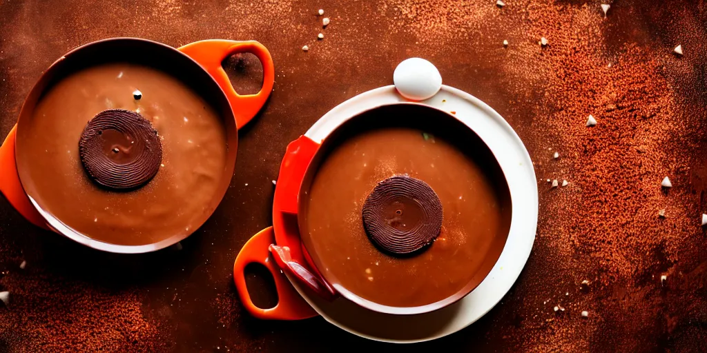 Prompt: a soup made of chocolate for treating chickenpox, dslr photography high resolution