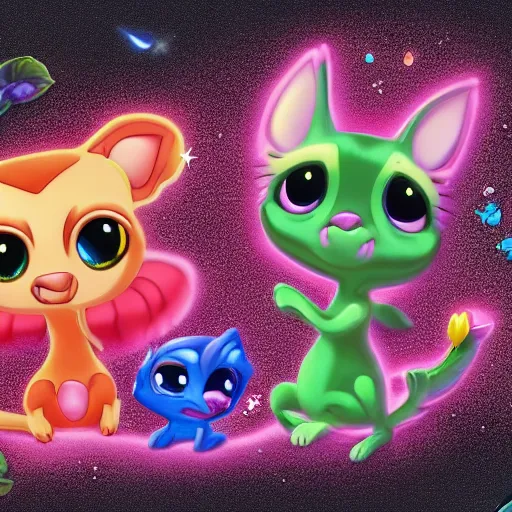 Prompt: 3d_Littlest_Pet_Shop_furry beings_Spring_theme_nature_sparkling_master_painter_and_art_style_of_Noel_Coypel