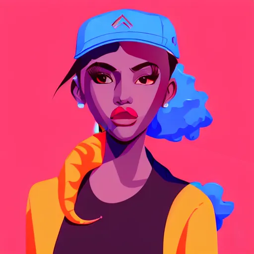 Image similar to 2 d character design, female rapper, vector art, digital art, portrait, 4 k, 8 k, sharp focus, smooth, illustration, concept art, music artist