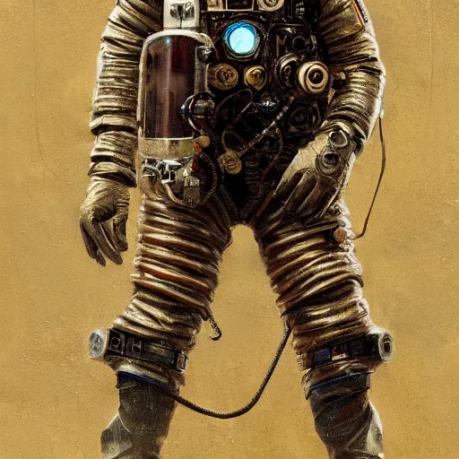 Prompt: steampunk astronaut in a spacesuit, highly detailed, by greg rutkowski, 4 k resolution