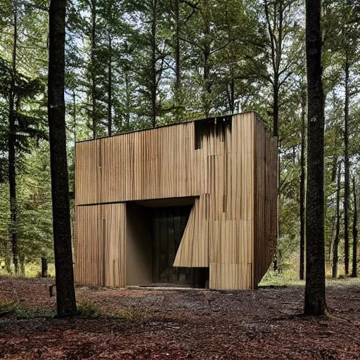 Image similar to a building in the middle of a forest, architecture