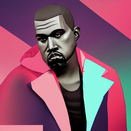 Image similar to low poly kanye west