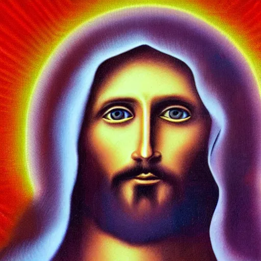 Image similar to dmt visual of jesus 4 k quality super realistic