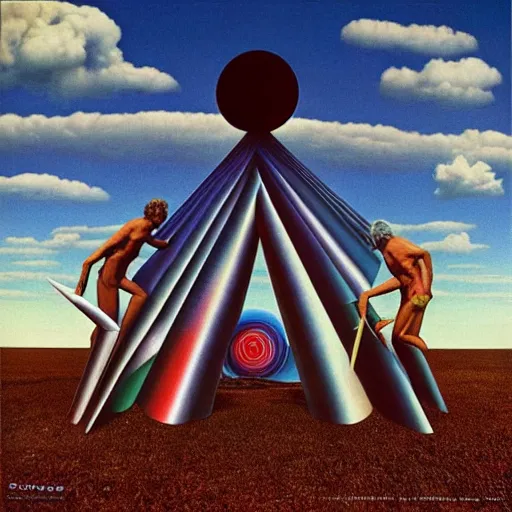 Prompt: surrealist album cover art by storm Thorgerson, 1978