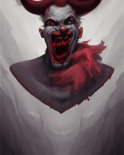 Prompt: portrait of a demonic clown by peter mohrbacher. trending on artstation