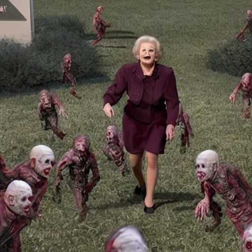 Image similar to betty white returning from the dead leading any army of zombies