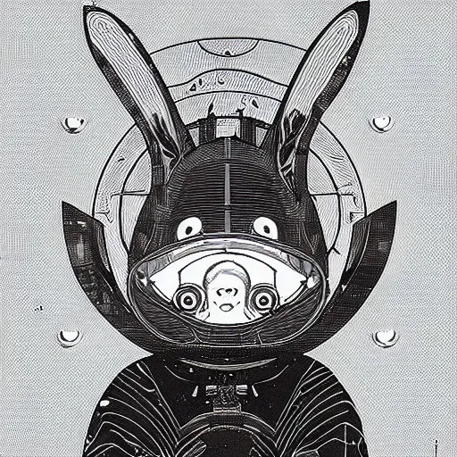 Image similar to A lost sci-fi rabbit, space rabbit, interstellar black hole, by James Jean And WLOPPRO