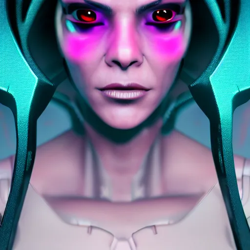 Image similar to cyberpunk cyborg insect alien face portrait, detailed face, sharp focus, synthwave art, aesthetic, octane render, raw, cinematic