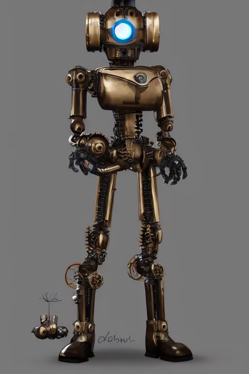 Prompt: a steampunk robot wearing a formal overcoat, portait photo profile picture, hyperrealistic concept art, octane render, unreal engine 5, digital art hi