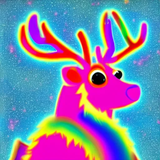 Image similar to Reindeer made out of void, rainbow outline, fursona, furry, back, male furry anthro,