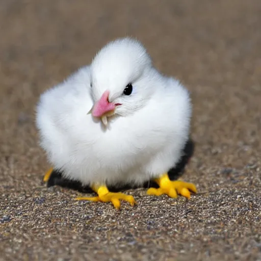 Image similar to a chick riding a mouse