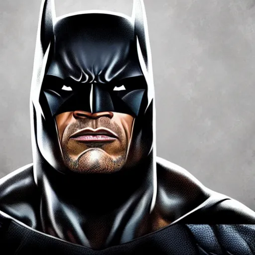 Prompt: portrait of Dwayne Johnson as Batman