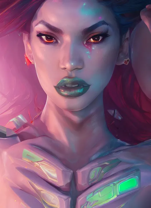 Image similar to senna from league of legends, au naturel, hyper detailed, brown skin, fluorescent green eyes, digital art, trending in artstation, cinematic lighting, studio quality, smooth render, unreal engine 5 rendered, octane rendered, art style by klimt and nixeu and ian sprigger and wlop and krenz cushart