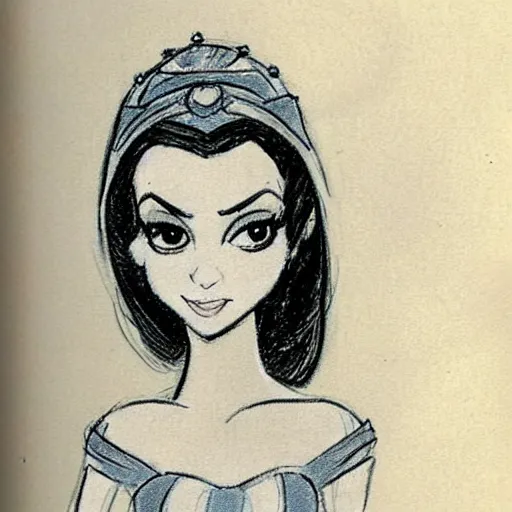 Image similar to milt kahl sketch of victoria justice as princess padme from star wars episode 3