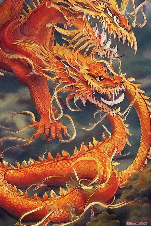 Prompt: thai dragon paintings by Chalermchai Kositpipat and Ghibli Studios